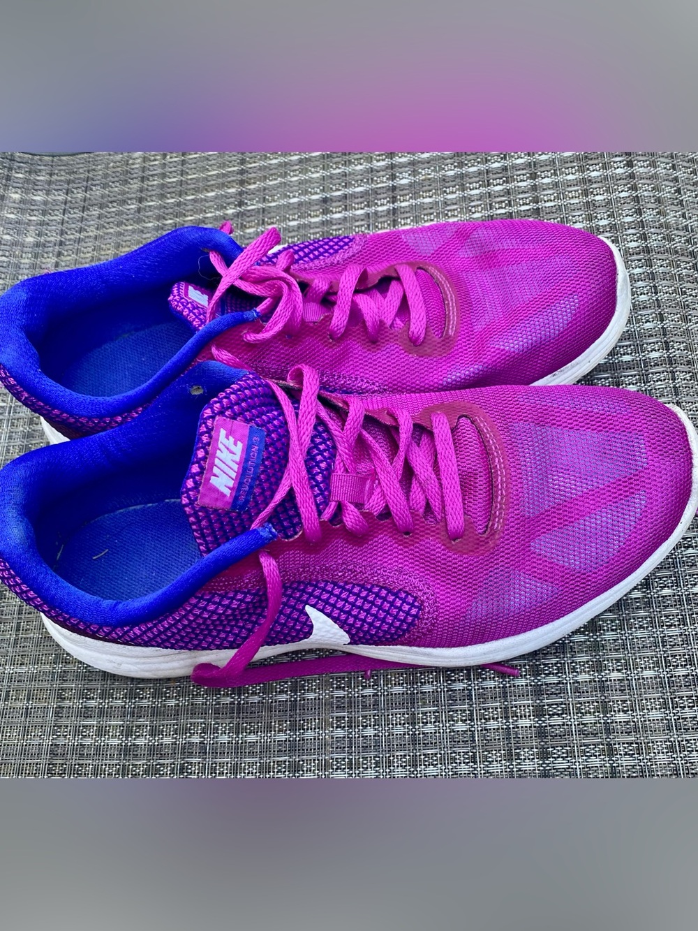 Nike Women's Revolution3 Magenta and Royal Blue Athletic Sneakers